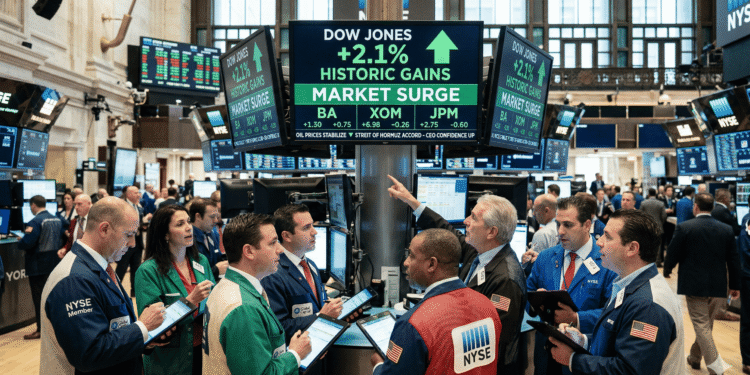 El Dow Jones registra alza histórica tras pacto de alto el fuego en el Estrecho de Ormuz