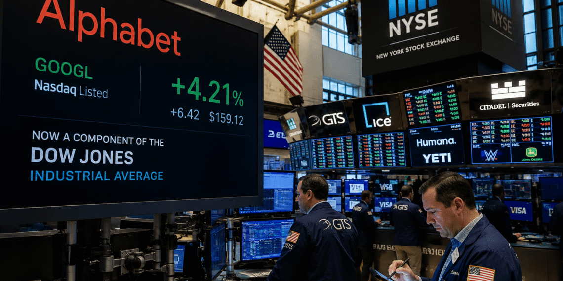 Alphabet sube tras ingresar al Dow Jones, pero la presión por la IA mantiene cautos a los inversionistas