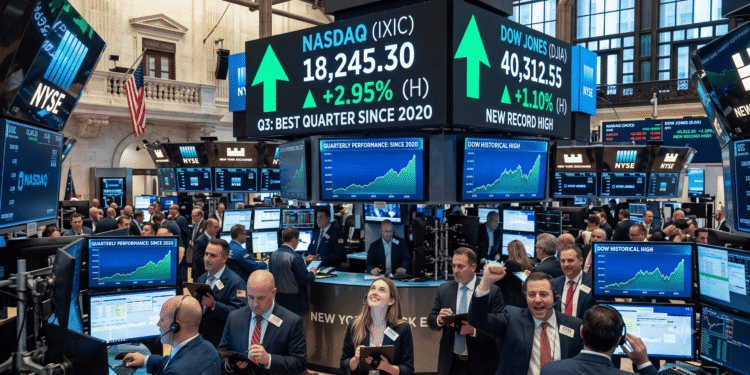 Nasdaq logra su mejor trimestre desde 2020 y el Dow Jones marca un nuevo récord