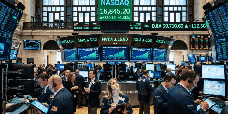 Wall Street apunta a cerrar un trimestre histórico impulsado por el repunte del Nasdaq