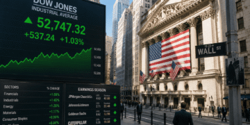 Dow Jones gana más de 500 puntos impulsado por resultados y caída del petróleo