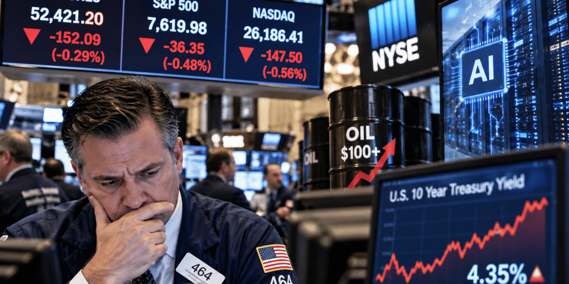 Wall Street cae mientras el bono a 10 años roza 5% y crecen las dudas sobre el auge de la IA