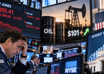 Dow Jones cae 405 puntos mientras el petróleo supera $101 y las tasas vuelven a subir